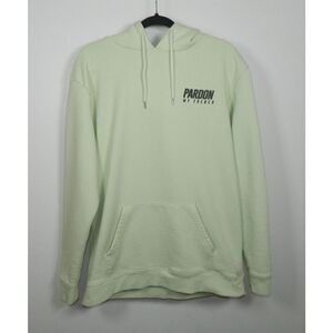 Pardon My French Sweatshirt Hoodie Size Medium Green Streetwear Kangaroo Pockets